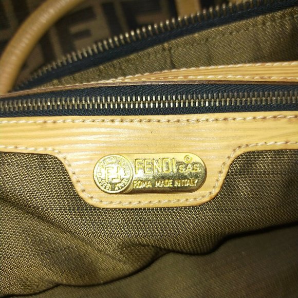 authentic Fendi Boston Bag Brown Canvas - Picture 7 of 10